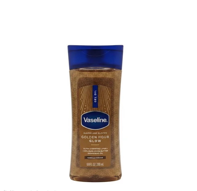 ژل اویل بدن شیمردار وازلین مدل Golden Hour Glow (حاوی کره کاکائو) حجم ۲۰۰ میل
