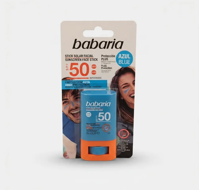 ضد آفتاب استیکی صورت باباریا رنگ آبی SPF 50 (مدل ورزشی و ضدآب)