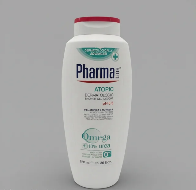 ژل شستشوی بدن فارمالاین مدل آتوپیک حاوی ۱۰٪ اوره (Pharma Line) حجم ۷۵۰ میل