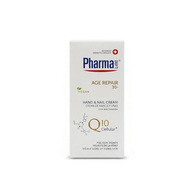 کرم دست و ناخن جوانساز و ضد پیری فارمالاین +30 حاوی Q10 و نیاسینامید (Pharma Line)