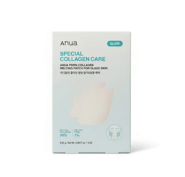 پچ کلاژن و PDRN ذوب شونده آنوا (Anua) برای پوست شیشه‌ای بسته ۴ عددی